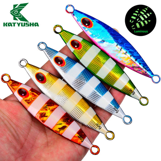 KATUYSHA Metal Jig Lure, 30g-90g, Multi-Color Holographic Design Saltwater Vertical Jigging Bait with 3D Eye