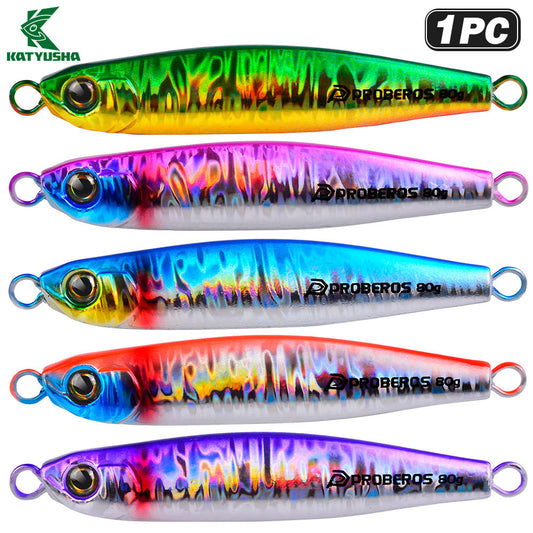 KATYUSHA Metal Jig Lure, 35g-80g, Multi-Color Holographic Fish Design&nbsp;Saltwater Vertical Jigging Bait, Realistic 3D Eye Finish