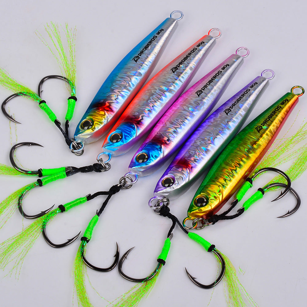 KATYUSHA Metal Jig Lure, 35g-80g, Multi-Color Holographic Fish Design&nbsp;Saltwater Vertical Jigging Bait, Realistic 3D Eye Finish£¨£©