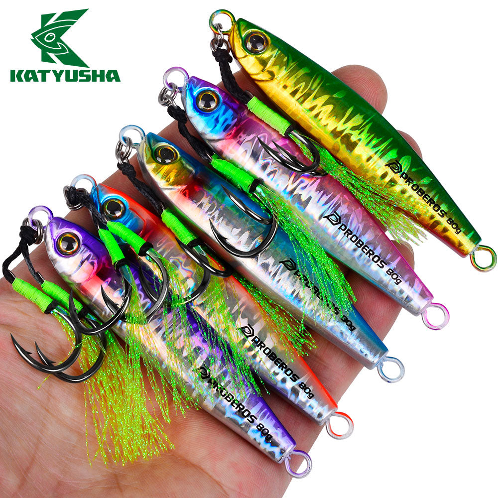 KATYUSHA Metal Jig Lure, 35g-80g, Multi-Color Holographic Fish Design&nbsp;Saltwater Vertical Jigging Bait, Realistic 3D Eye Finish£¨£©