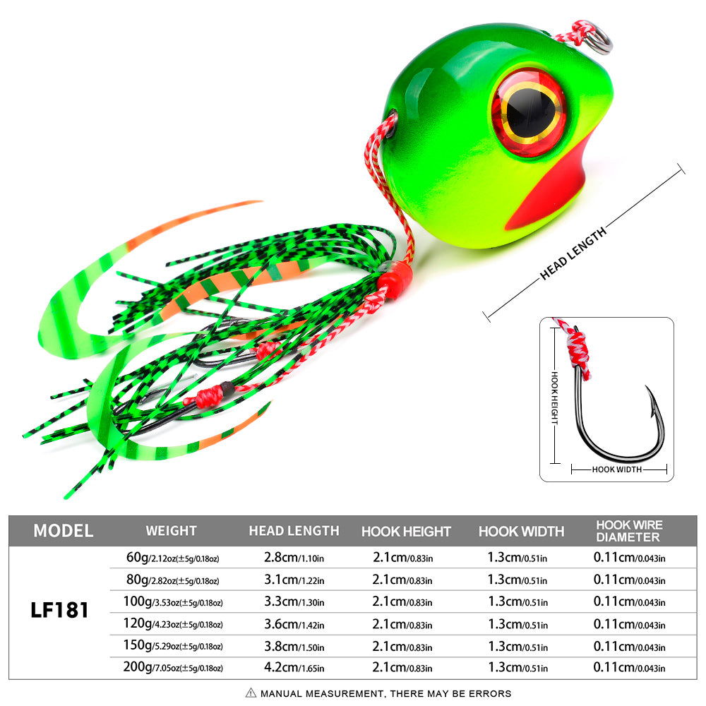 KATYUSHA Tai Rubber Jig Lure, 60g-200g, with Silicone Skirt Saltwater Tairaba Slow Pitch Jigging Bait, Big Eye Design