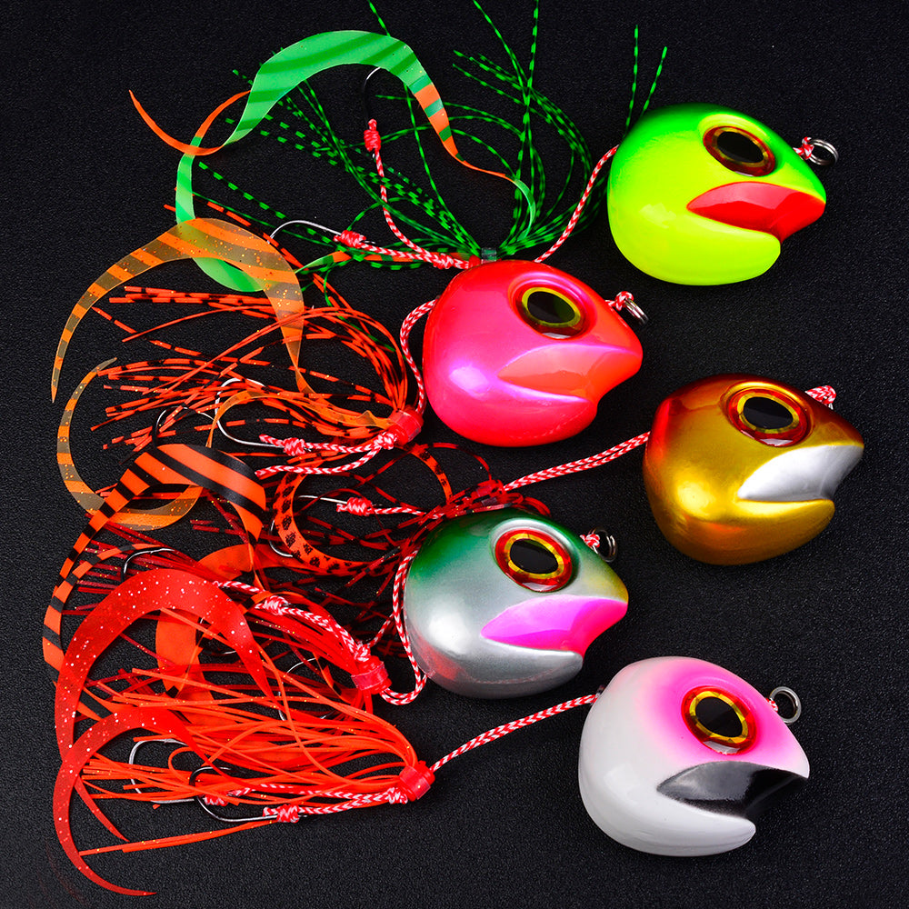 KATYUSHA Tai Rubber Jig Lure, 60g-200g, with Silicone Skirt Saltwater Tairaba Slow Pitch Jigging Bait, Big Eye Design