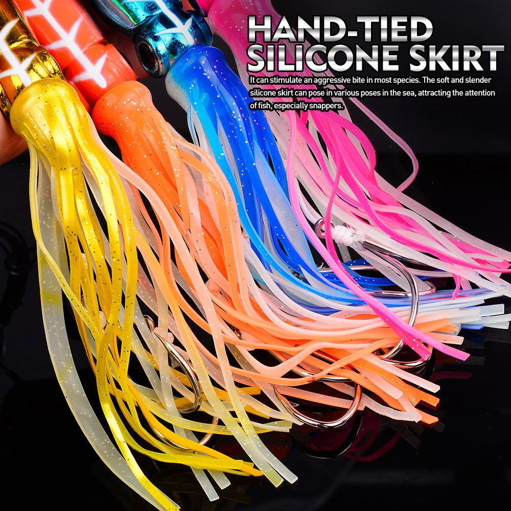 KATYUSHA Squid Lure, 115g-261g, with Wire Leader ; Double Hooks Saltwater Deep-Sea Squid Jigging Bait