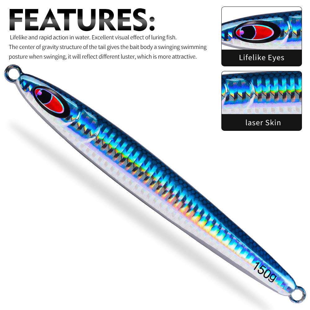 KATYUSHA Metal Jig Lure, 30g-150g, Realistic Fish Scale Design Saltwater Fast Sinking Vertical Jigging Bait