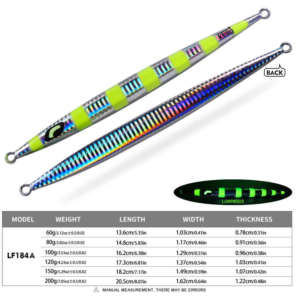 KATYUSHA Metal Jig Lure, 60g-200g, Long Slim Holographic Design Saltwater Deep-Sea Fast Sinking Vertical Jigging Bait
