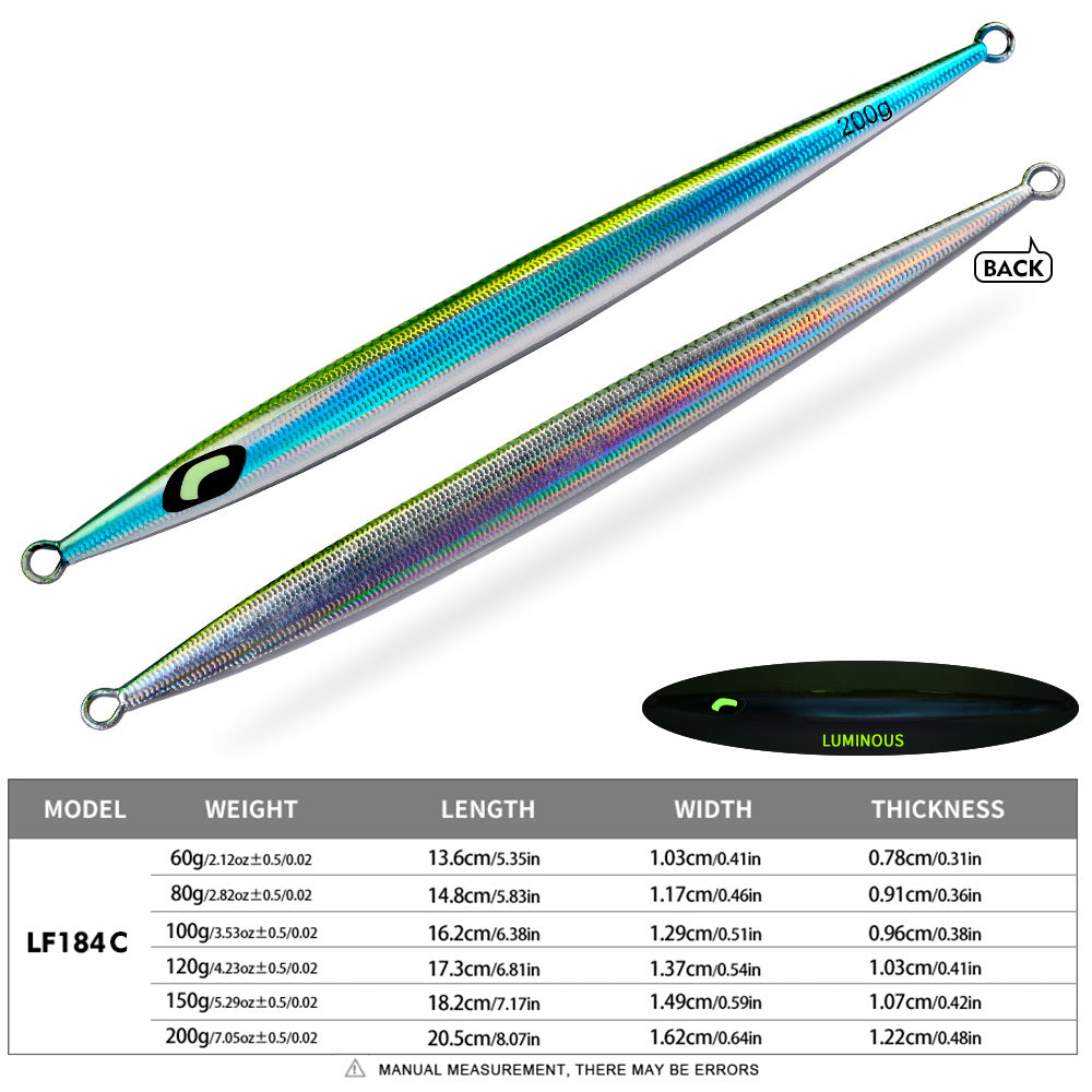 KATYUSHA Metal Jig Lure, 60g-200g, Long Slim Holographic Design Saltwater Deep-Sea Fast Sinking Vertical Jigging Bait