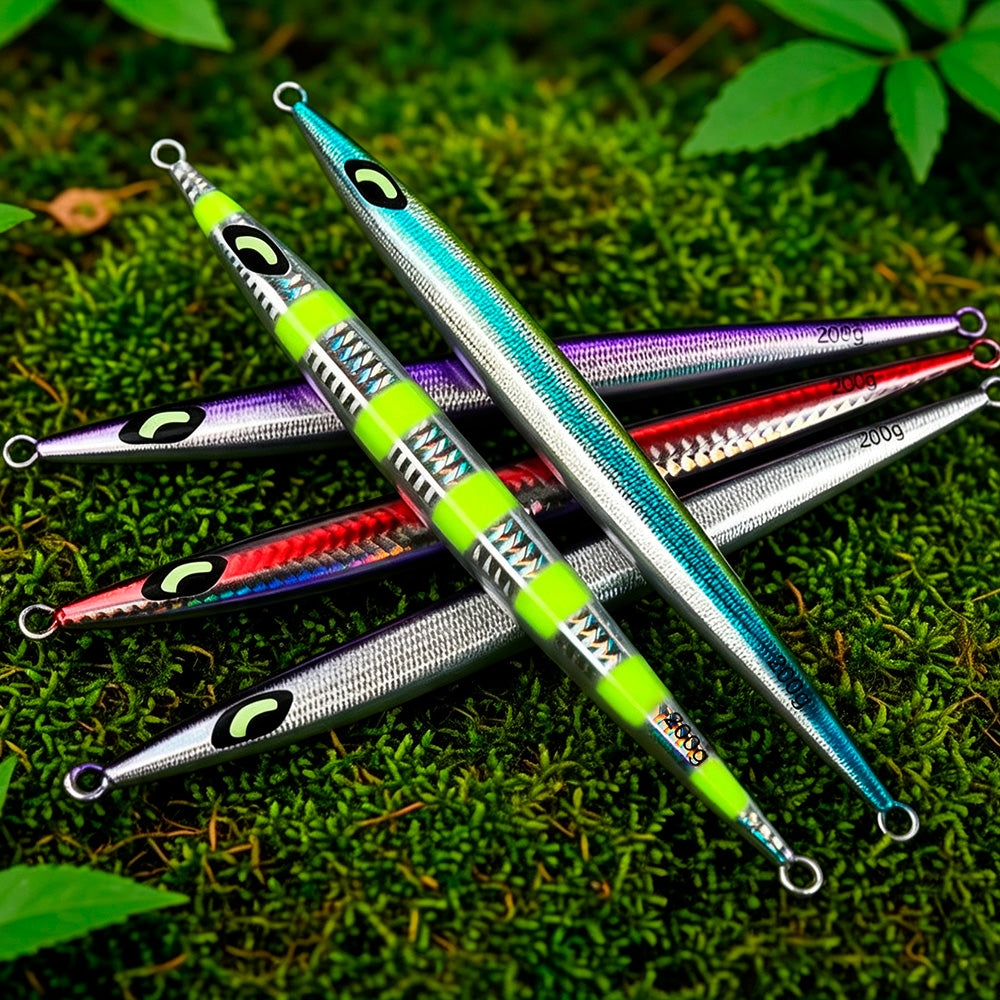 KATYUSHA Metal Jig Lure, 60g-200g, Long Slim Holographic Design Saltwater Deep-Sea Fast Sinking Vertical Jigging Bait