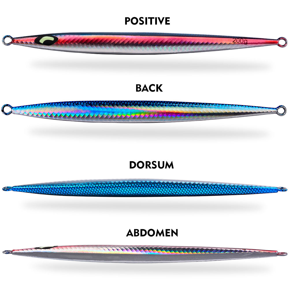 KATYUSHA Metal Jig Lure, 60g-200g, Long Slim Holographic Design Saltwater Deep-Sea Fast Sinking Vertical Jigging Bait