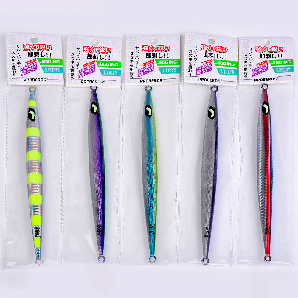 KATYUSHA Metal Jig Lure, 60g-200g, Long Slim Holographic Design Saltwater Deep-Sea Fast Sinking Vertical Jigging Bait