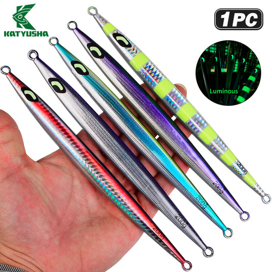KATUYSHA Metal Jig Lure, 60g-200g, Long Slim Holographic Design Saltwater Deep-Sea Fast Sinking Vertical Jigging Bait