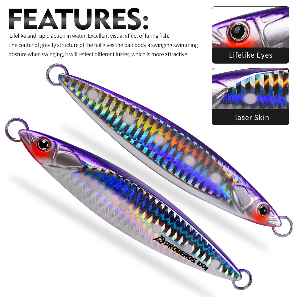 KATYUSHA Metal Jig Lure, 40g-100g, 3D Realistic Fish Design Saltwater Fast Sinking Vertical Jigging Bait