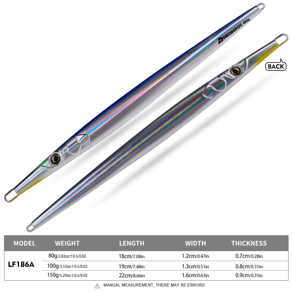 KATYUSHA Ultra-Slim Metal Jig Lure, 80g-150g, Holographic Design Saltwater Fast Sinking Deep-Sea Vertical Jigging Bait