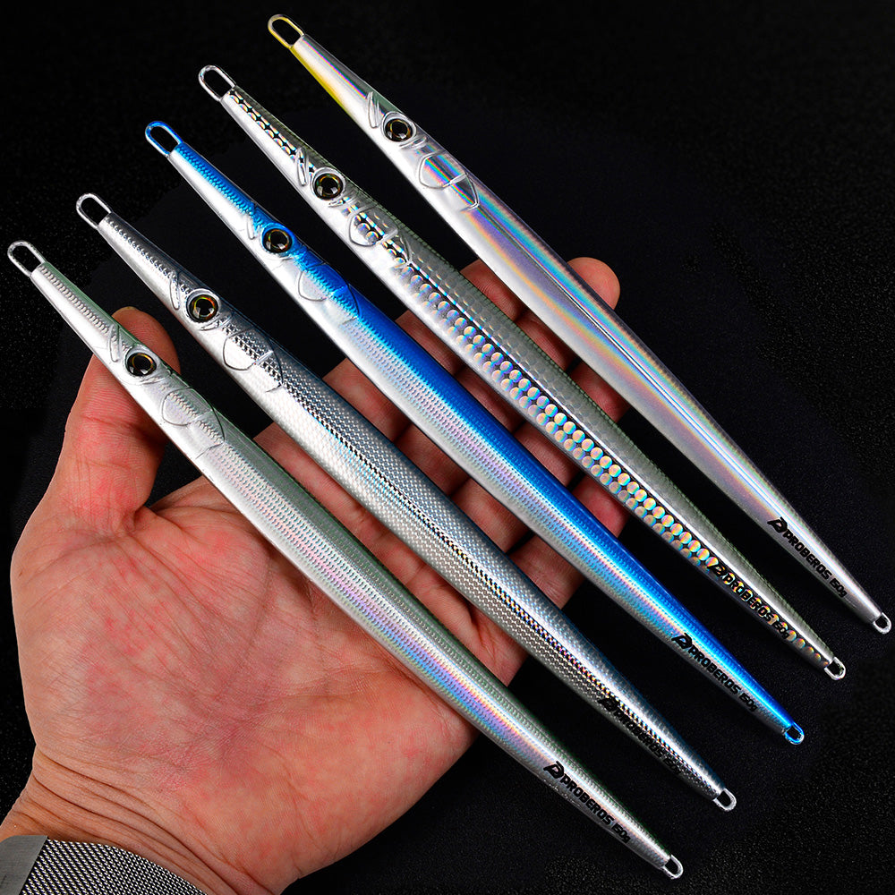 KATYUSHA Ultra-Slim Metal Jig Lure, 80g-150g, Holographic Design Saltwater Fast Sinking Deep-Sea Vertical Jigging Bait