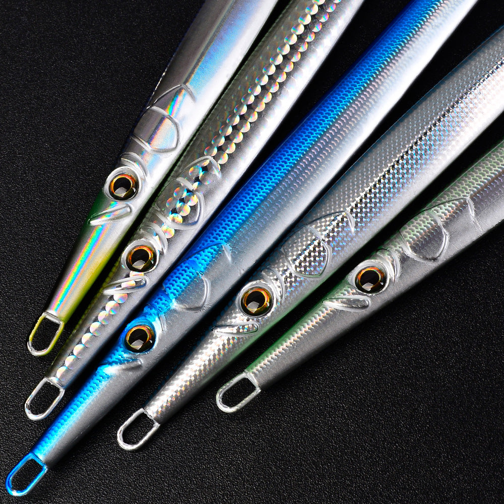 KATYUSHA Ultra-Slim Metal Jig Lure, 80g-150g, Holographic Design Saltwater Fast Sinking Deep-Sea Vertical Jigging Bait