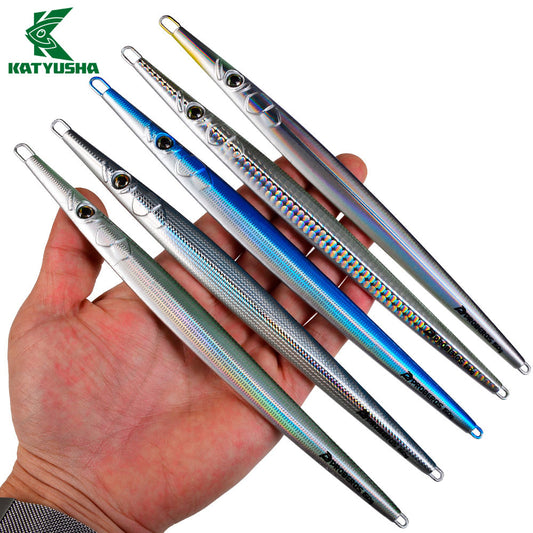 KATUYSHA Ultra-Slim Metal Jig Lure, 80g-150g, Holographic Design Saltwater Fast Sinking Deep-Sea Vertical Jigging Bait