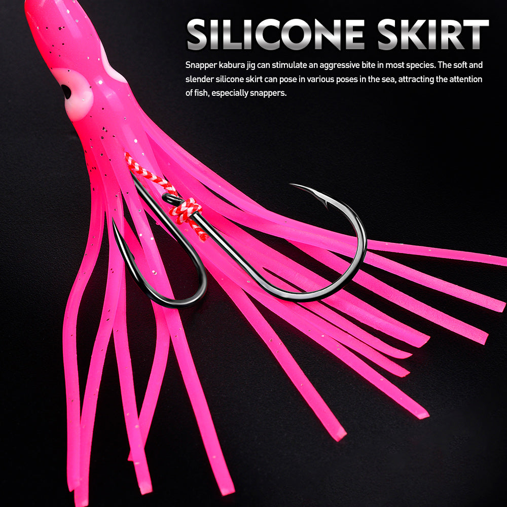 KATYUSHA Metal Jig Lure, 60g-200g, with Luminous Squid Assist &nbsp;Saltwater Deep-Sea Jigging Bait with Squid Skirt