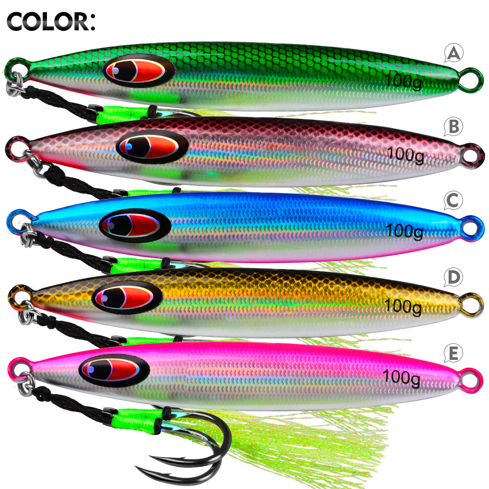 KATYUSHA Metal Jig Lure, with Feather Assist Hook,20g-100g, Realistic Scale Design Offshore Fishing Jig