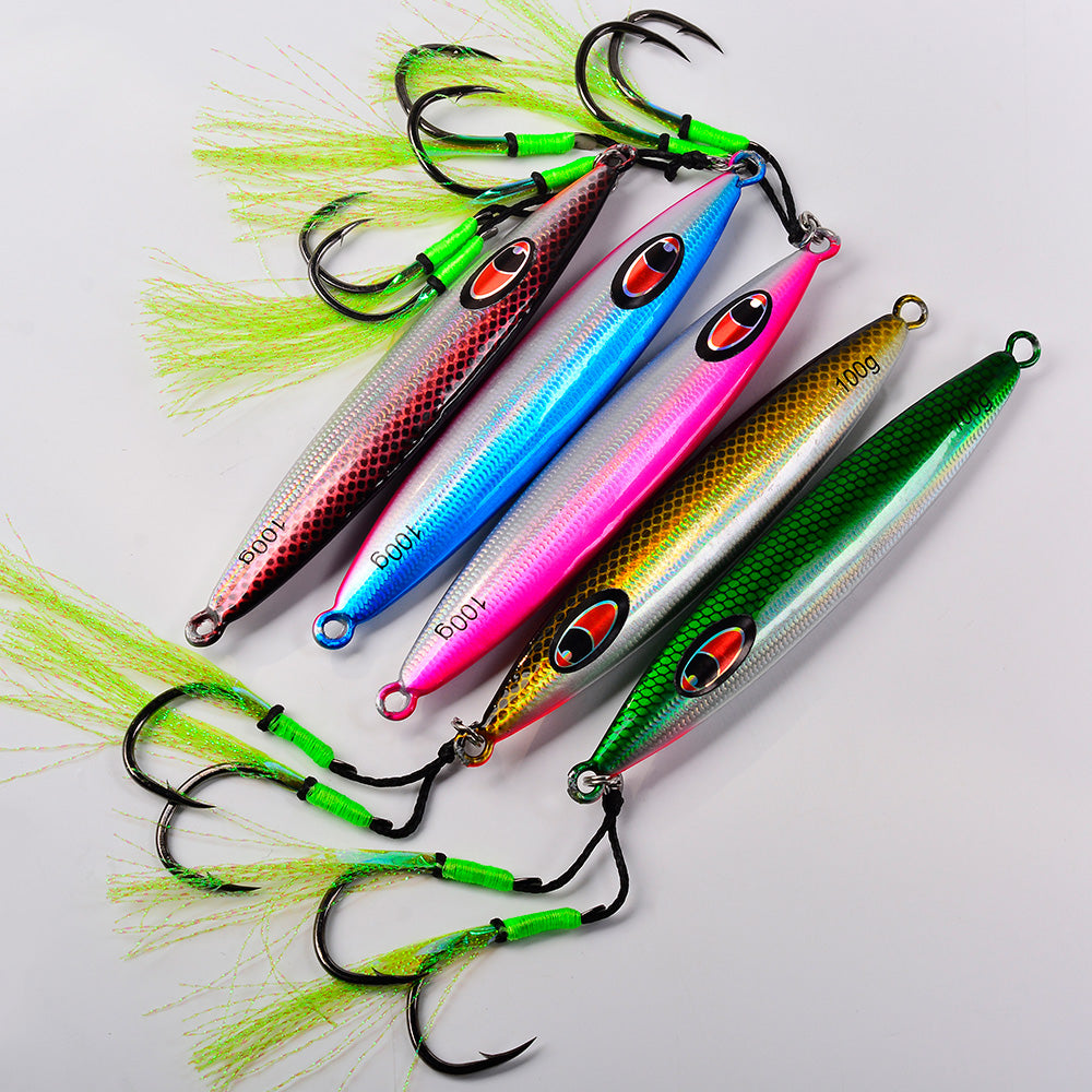 KATYUSHA Metal Jig Lure, with Feather Assist Hook,20g-100g, Realistic Scale Design Offshore Fishing Jig