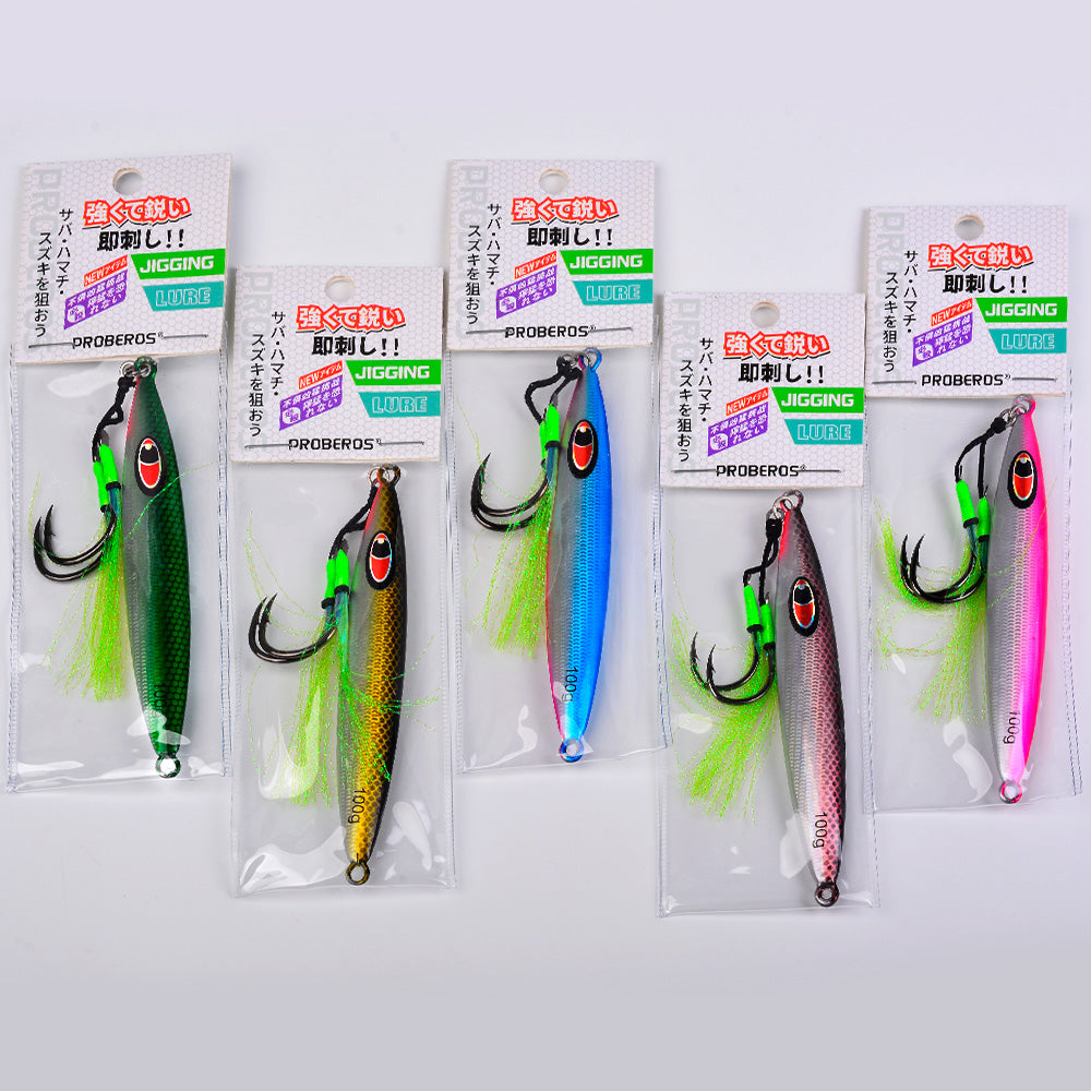KATYUSHA Metal Jig Lure, with Feather Assist Hook,20g-100g, Realistic Scale Design Offshore Fishing Jig