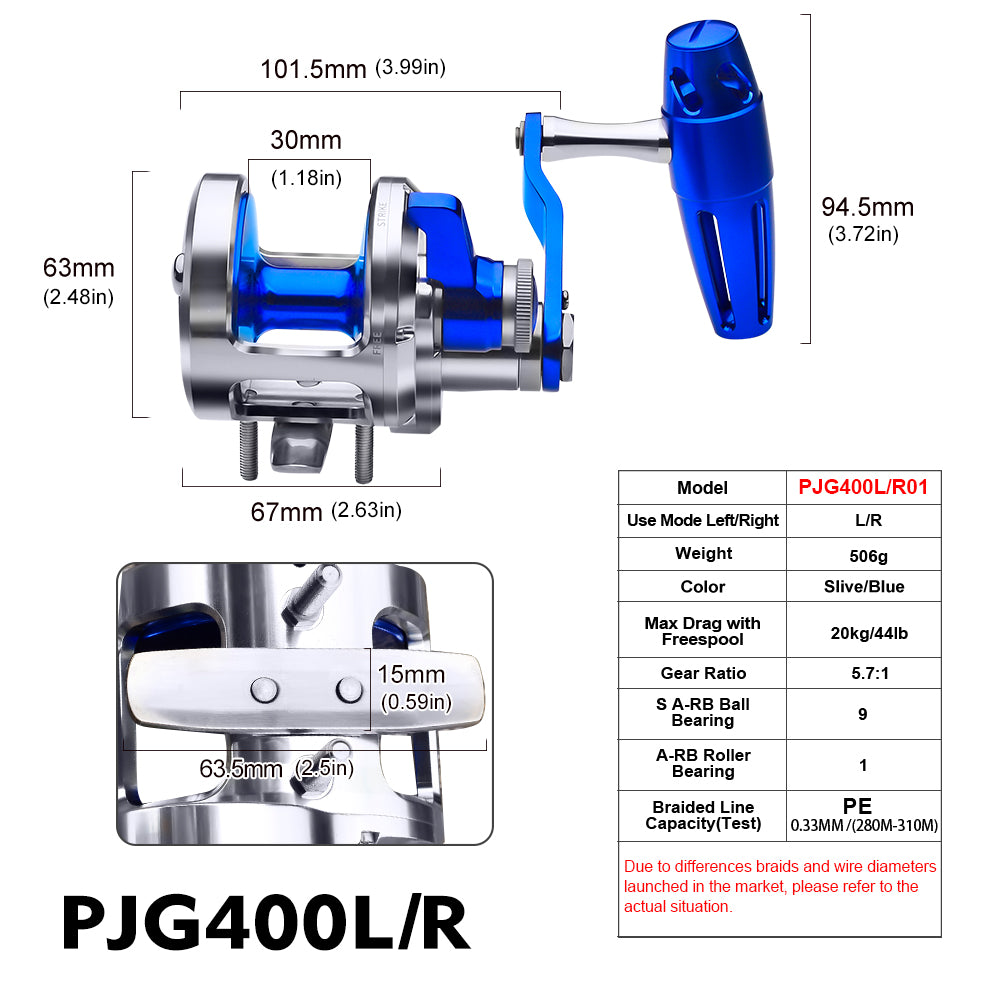 KATUYSHA PJG Jigging Reel Aluminum Alloy Jig Reel Zero Gap Smooth Drag Pre - Spooled PE Line Jigging Reel 300/400 Series Fishing Tackle