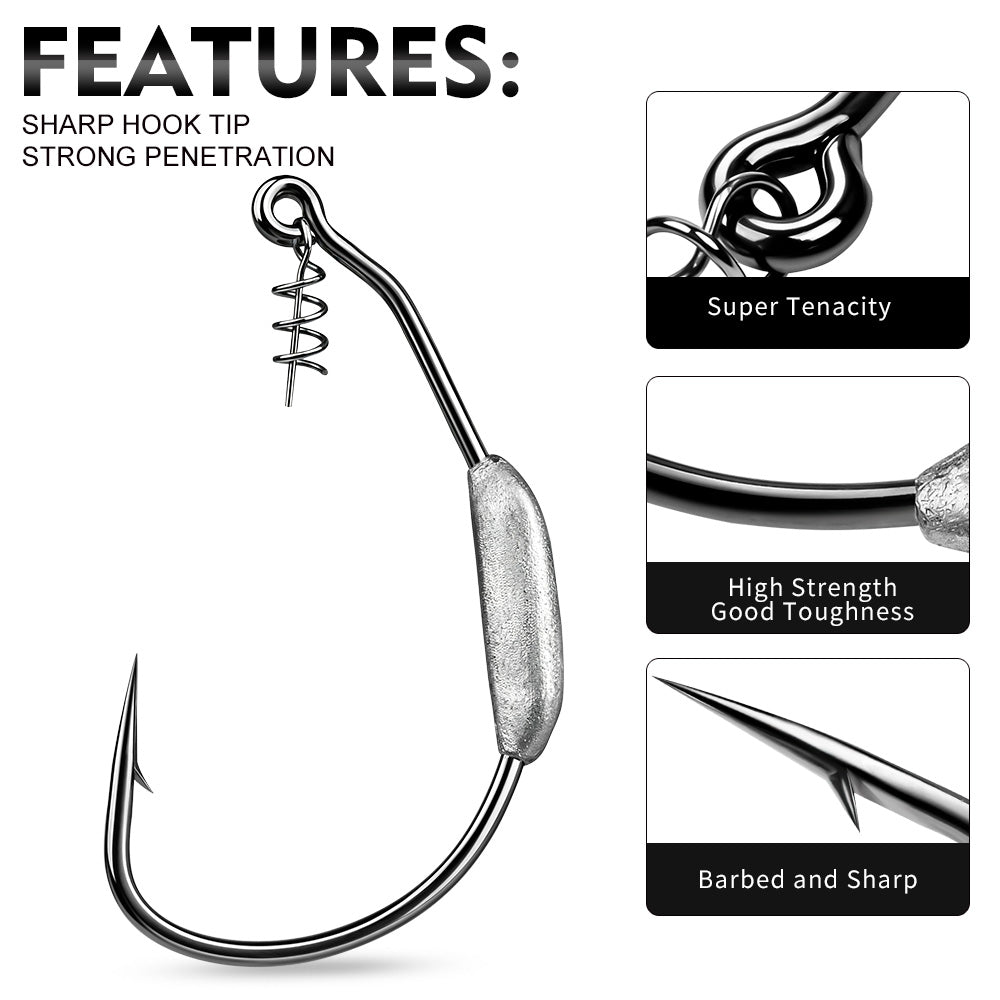 PROBEROS Weighted Swimbait Jig Hooks QBG001, 6/0#-10/0# Offset Weedless Hooks with Spring Twist Lock