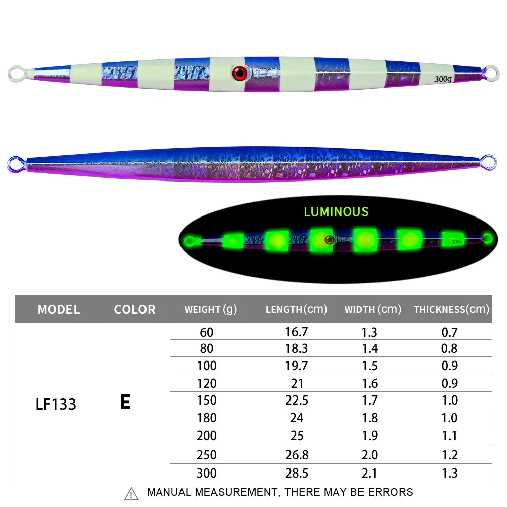 KATUYSHA   60-300G   Long Throw Metal Lure Glowing Sea Fishing Lure Boat Fishing Bait Seawater Jigging Lure