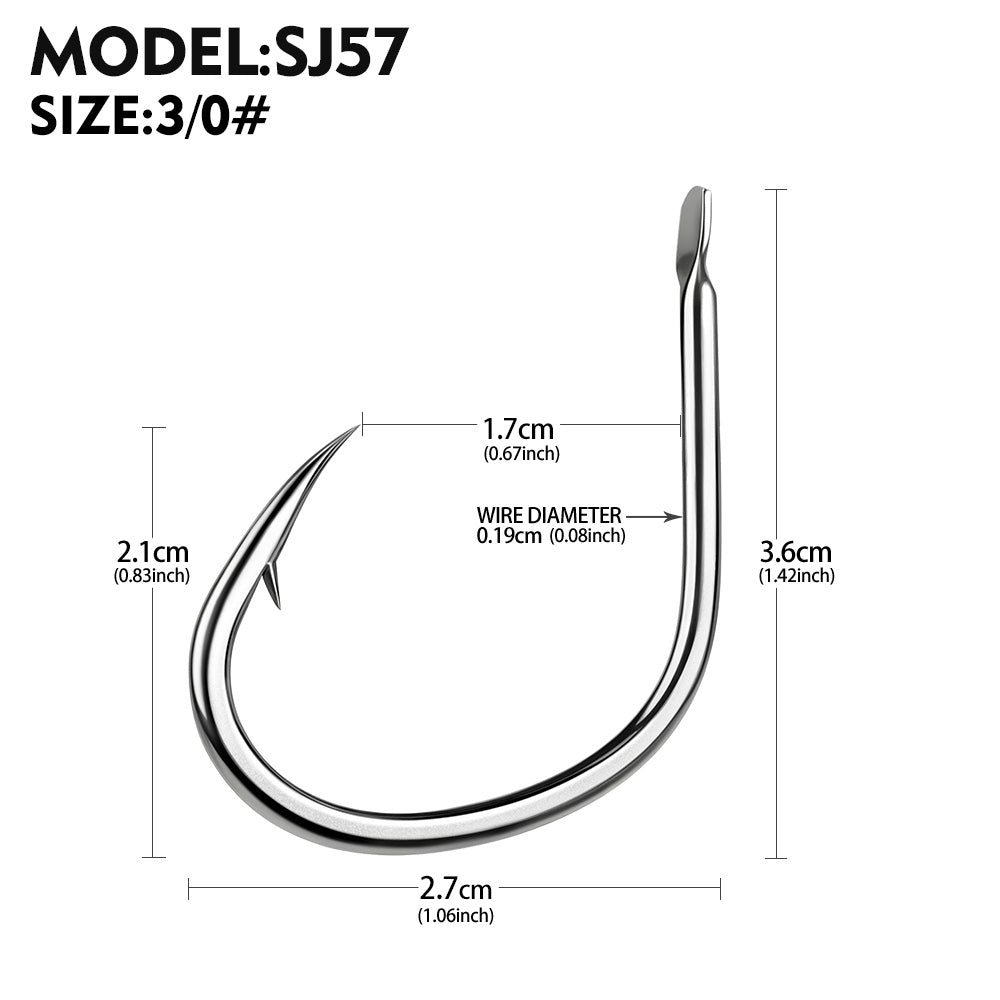 KATYUSHA SJ57 Stainless Steel Circle Fishing Hooks, 1/0#-9/0# Heavy Duty Hooks