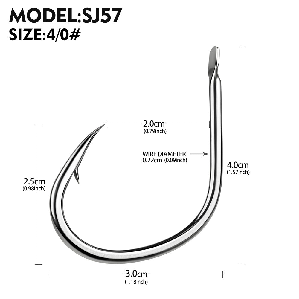 KATYUSHA SJ57 Stainless Steel Circle Fishing Hooks, 1/0#-9/0# Heavy Duty Hooks