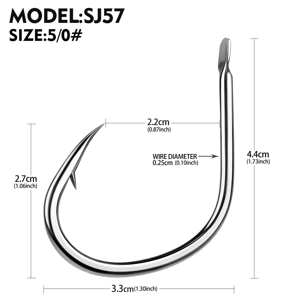 KATYUSHA SJ57 Stainless Steel Circle Fishing Hooks, 1/0#-9/0# Heavy Duty Hooks
