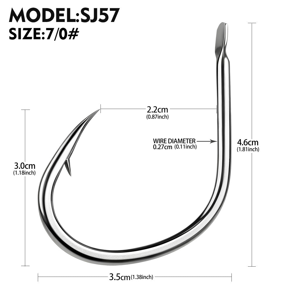 KATYUSHA SJ57 Stainless Steel Circle Fishing Hooks, 1/0#-9/0# Heavy Duty Hooks