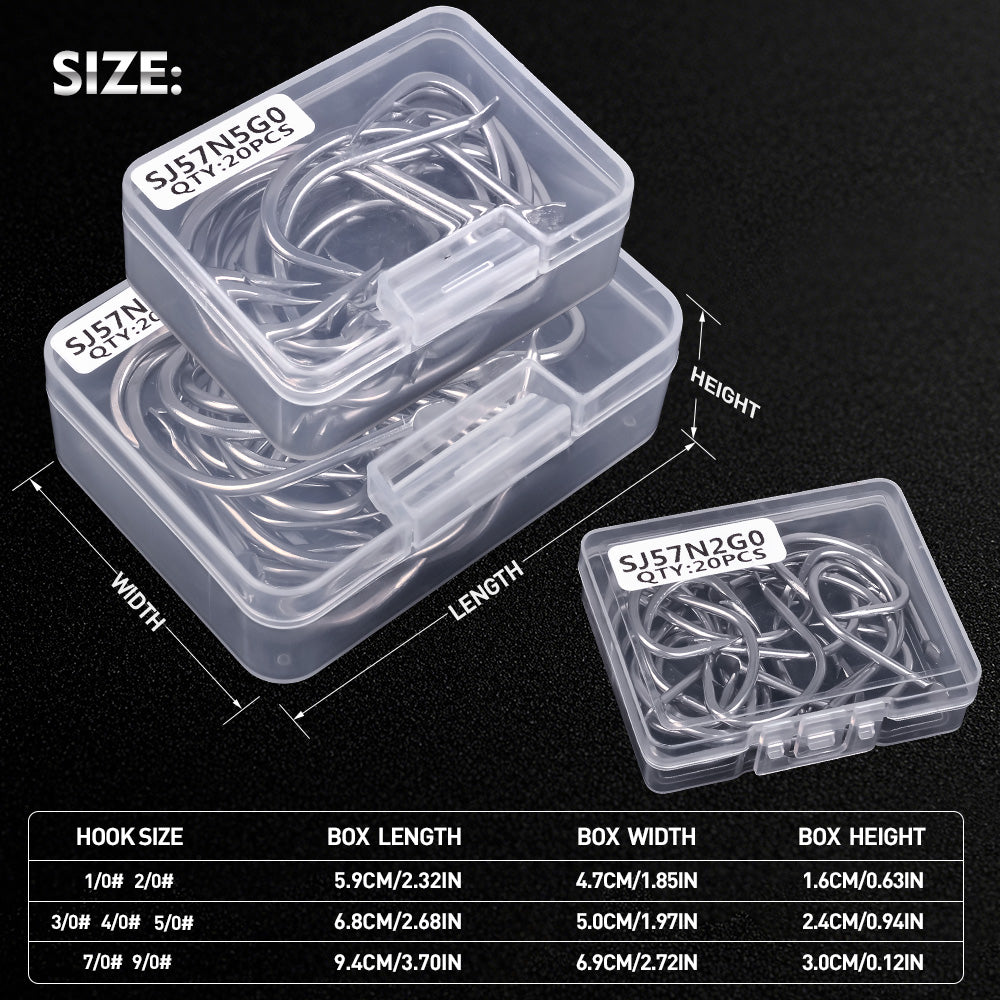 KATYUSHA SJ57 Stainless Steel Circle Fishing Hooks, 1/0#-9/0# Heavy Duty Hooks