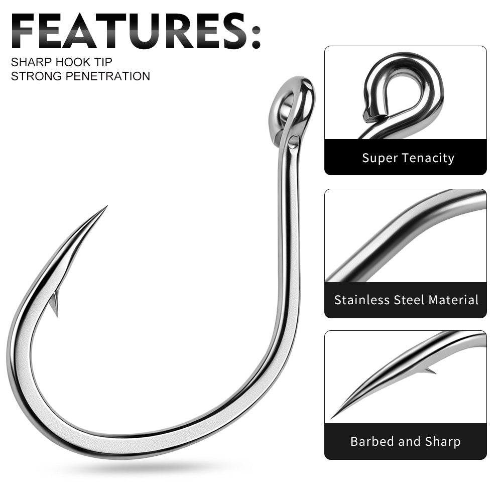 KATYUSHA SJ58 Stainless Steel Circle Fishing Hooks, 1/0#-9/0# Heavy Duty Offshore Hooks
