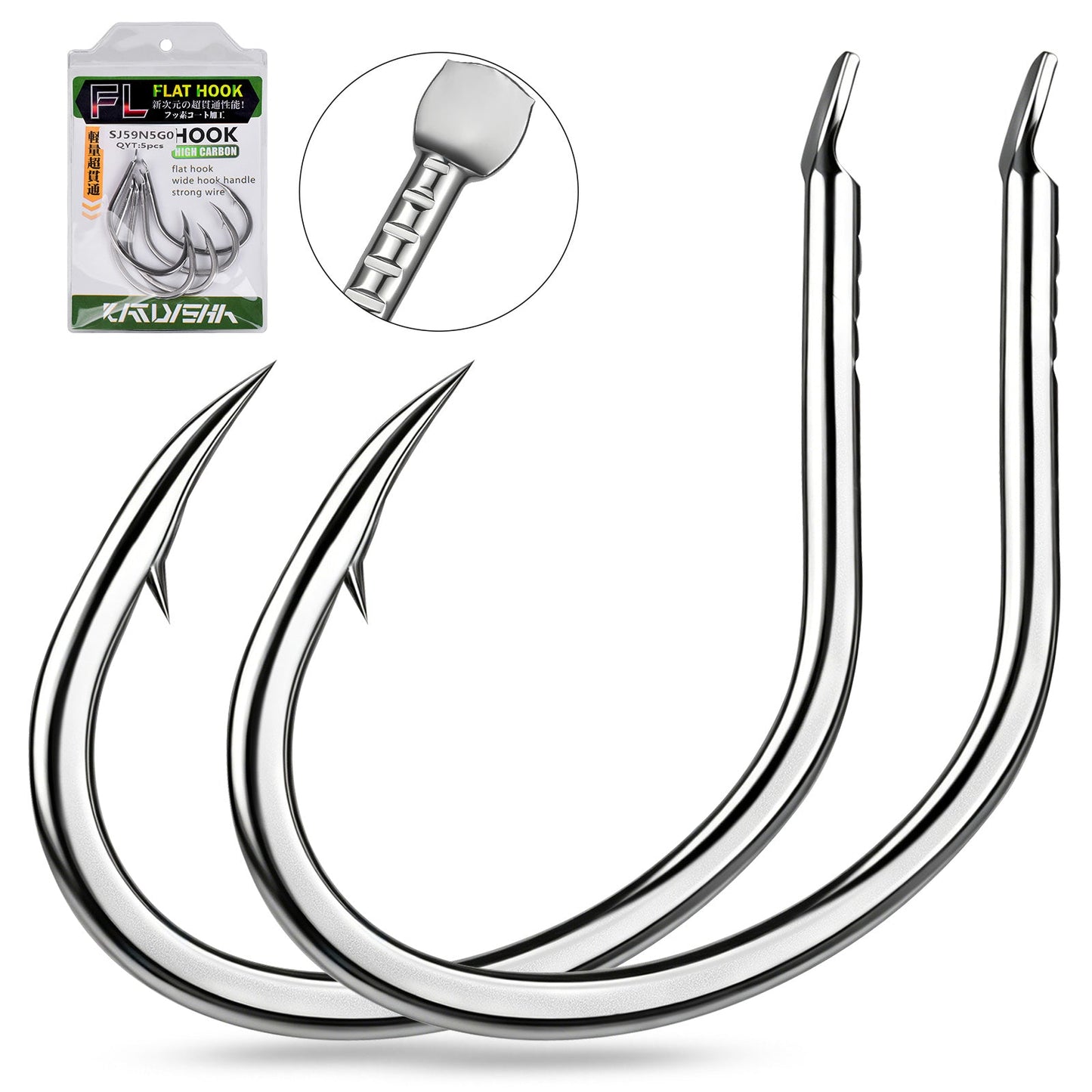 PROBEROS SJ59 Stainless Steel Circle Fishing Hooks, 1/0#-5/0# Saltwater Heavy Duty Fish Hooks