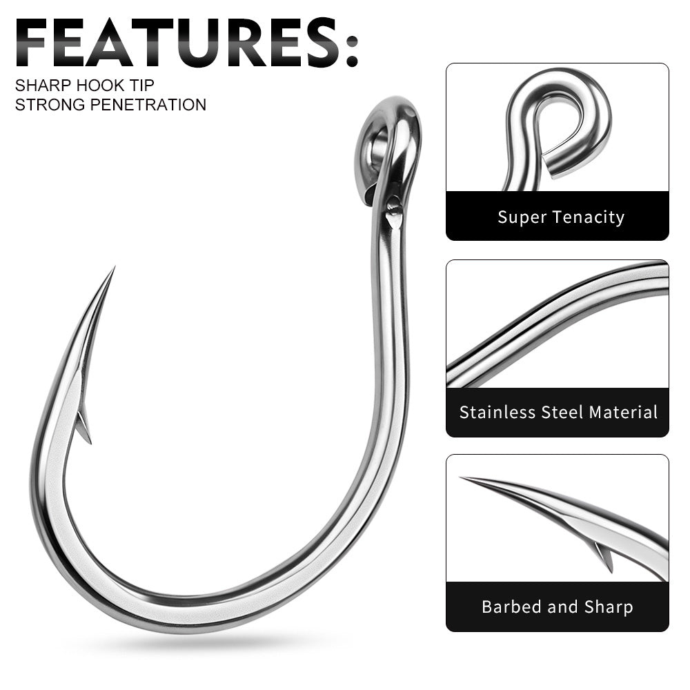 PROBEROS SJ60 Stainless Steel Circle Fishing Hooks, 3/0#-11/0# Heavy Duty Offshore Big Game Hooks