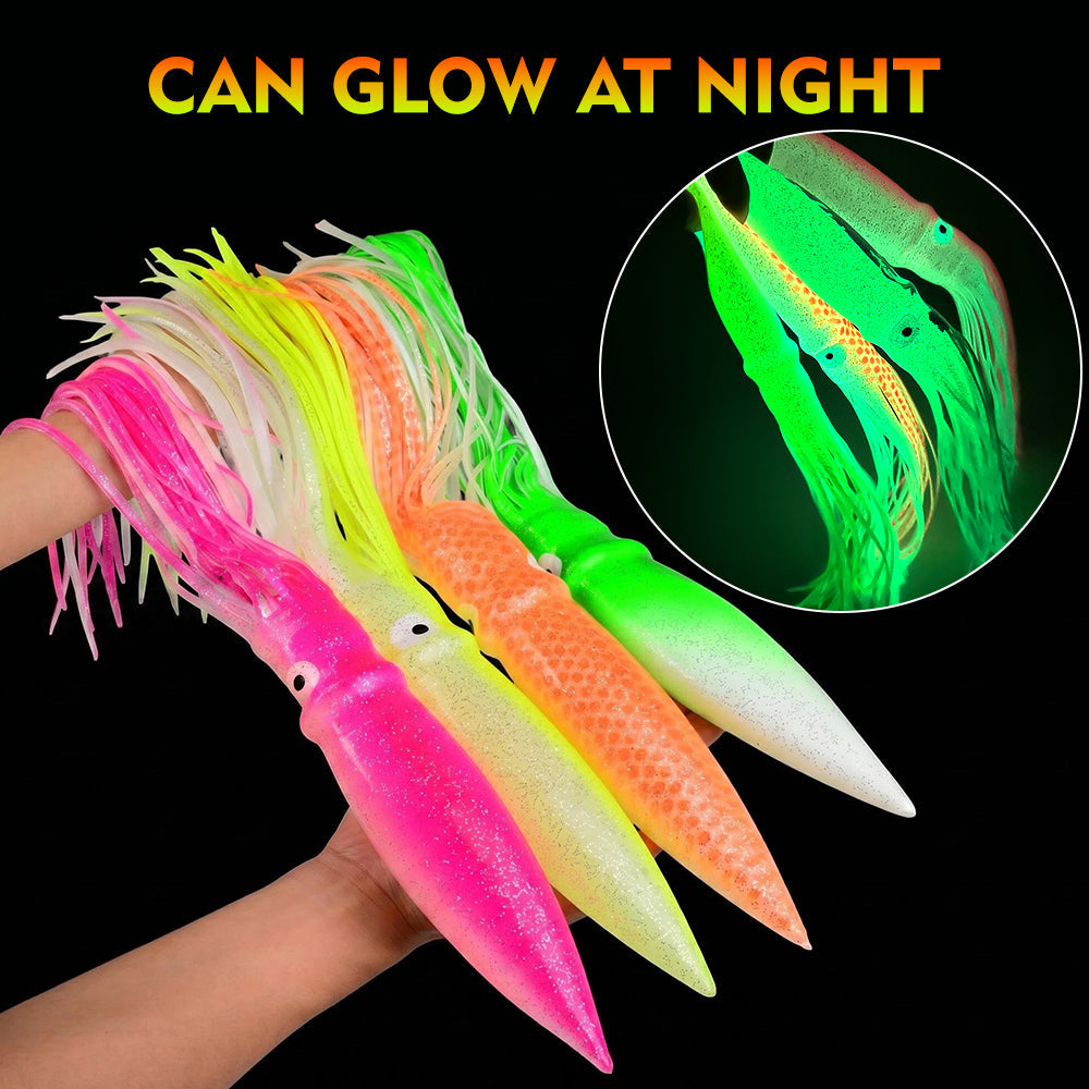 SUNLURE SL1007 Soft Squid Skirt Lure, 4 Sizes 10 Colors Octopus Trolling Bait 5PC/BAG