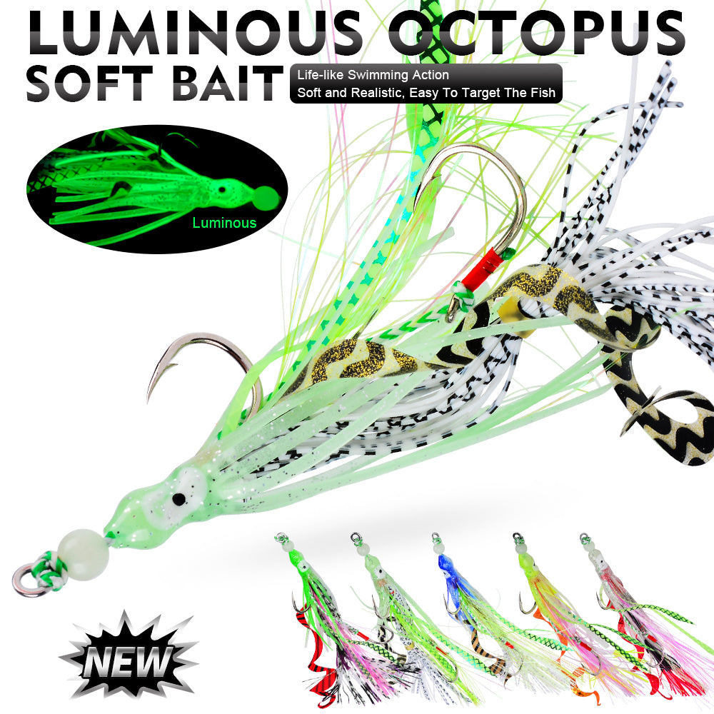 KATYUSHA Squid Skirt Lure, 7g/ 17cm, 15#/18# Hook, 5 Colors Available, Luminous Bead Head, for Saltwater &amp; Freshwater