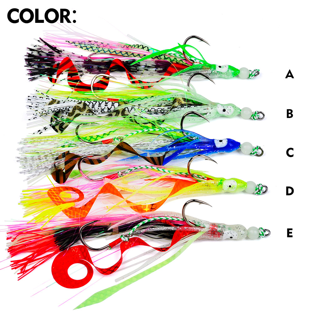 KATYUSHA Squid Skirt Lure, 7g/ 17cm, 15#/18# Hook, 5 Colors Available, Luminous Bead Head, for Saltwater &amp; Freshwater