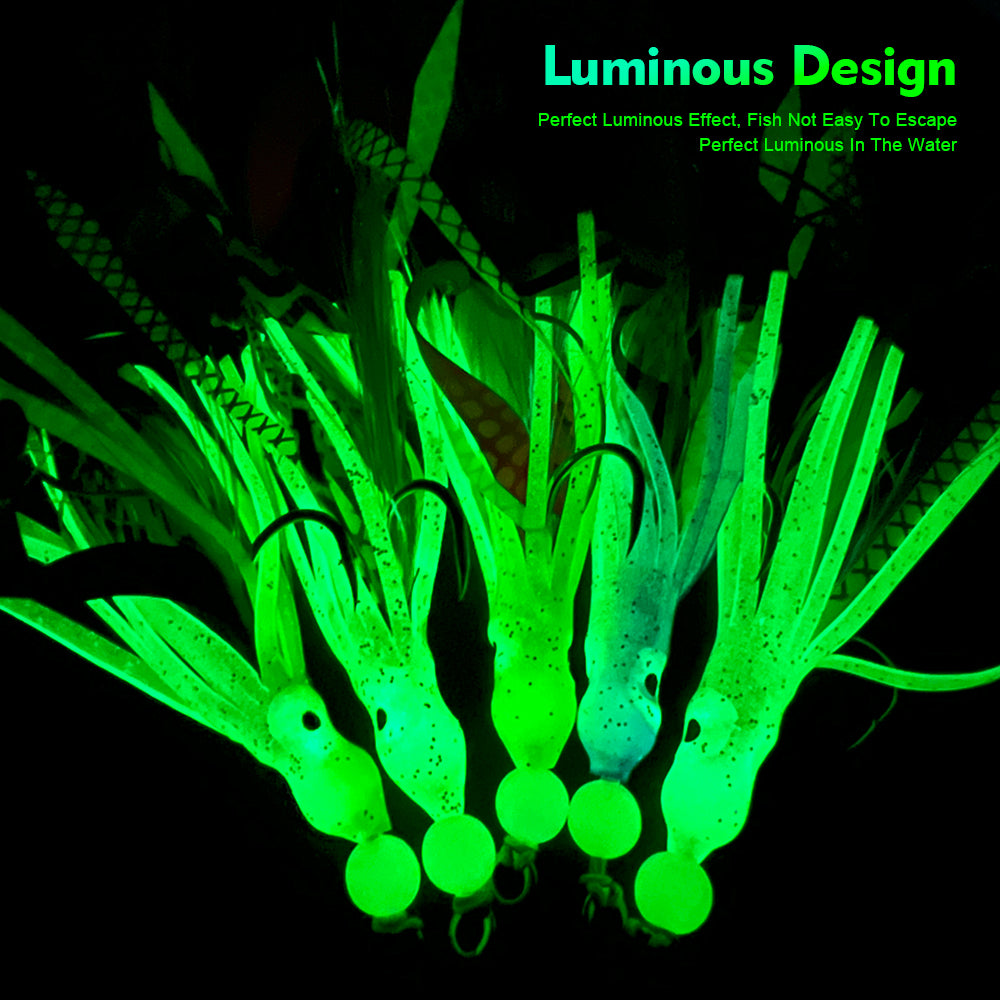 KATYUSHA Squid Skirt Lure, 7g/ 17cm, 15#/18# Hook, 5 Colors Available, Luminous Bead Head, for Saltwater &amp; Freshwater