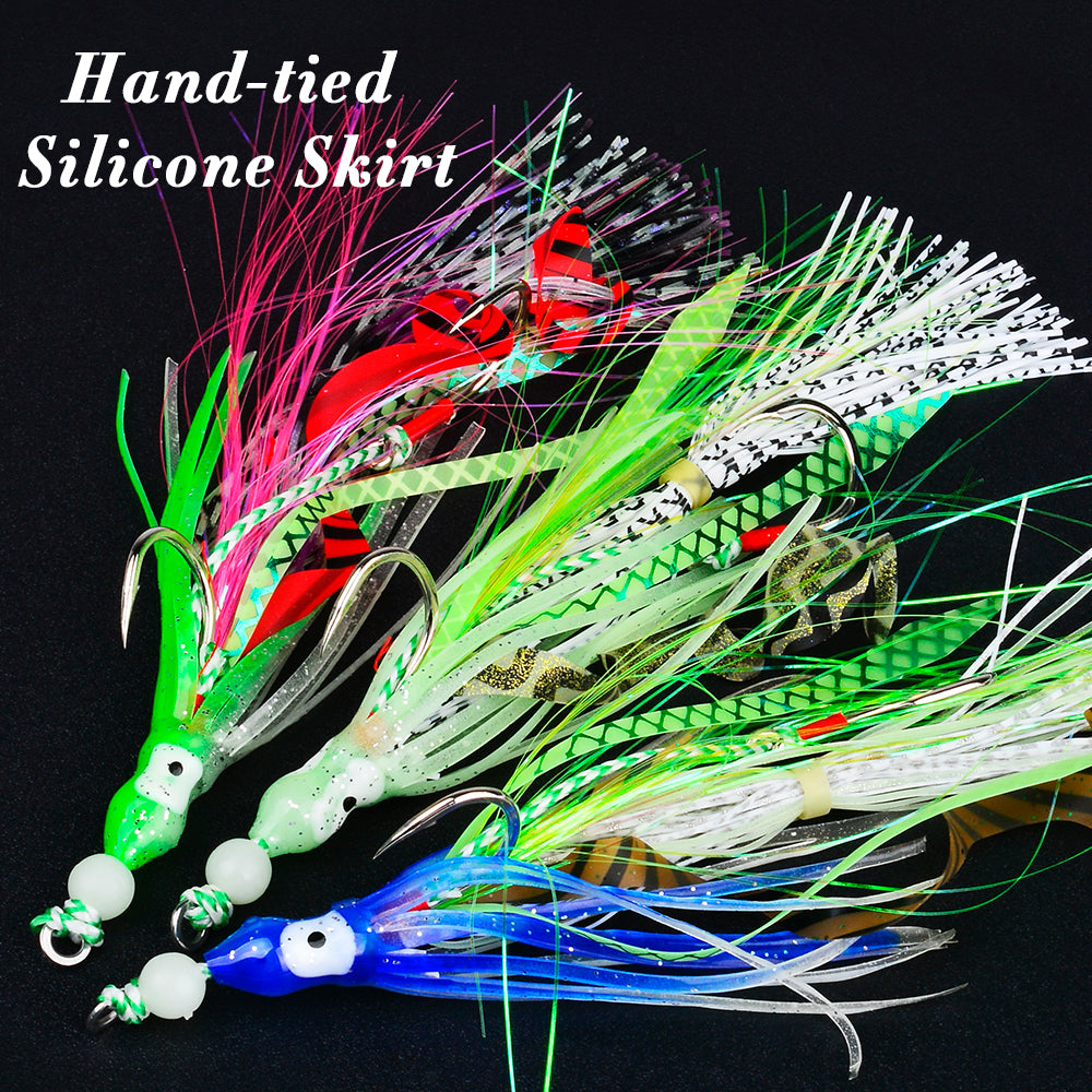 KATYUSHA Squid Skirt Lure, 7g/ 17cm, 15#/18# Hook, 5 Colors Available, Luminous Bead Head, for Saltwater &amp; Freshwater