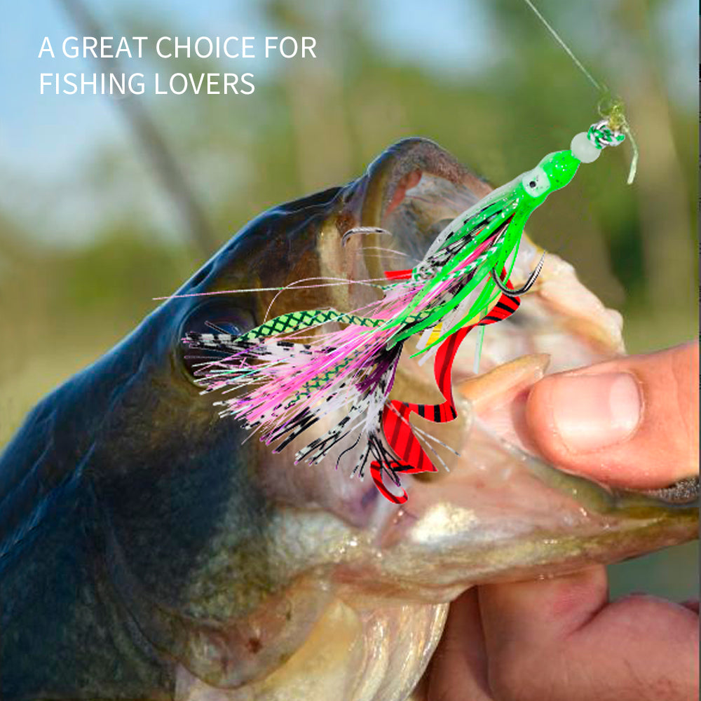 KATYUSHA Squid Skirt Lure, 7g/ 17cm, 15#/18# Hook, 5 Colors Available, Luminous Bead Head, for Saltwater &amp; Freshwater
