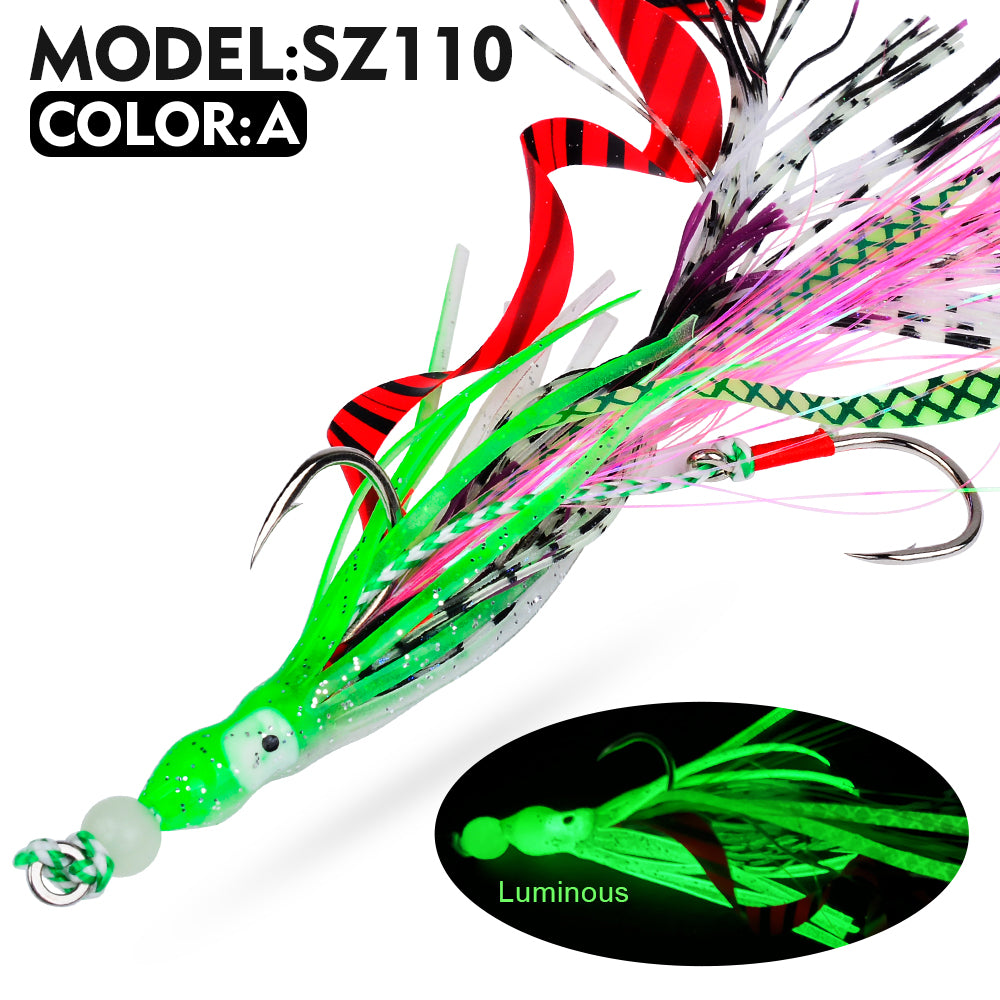 KATYUSHA Squid Skirt Lure, 7g/ 17cm, 15#/18# Hook, 5 Colors Available, Luminous Bead Head, for Saltwater &amp; Freshwater