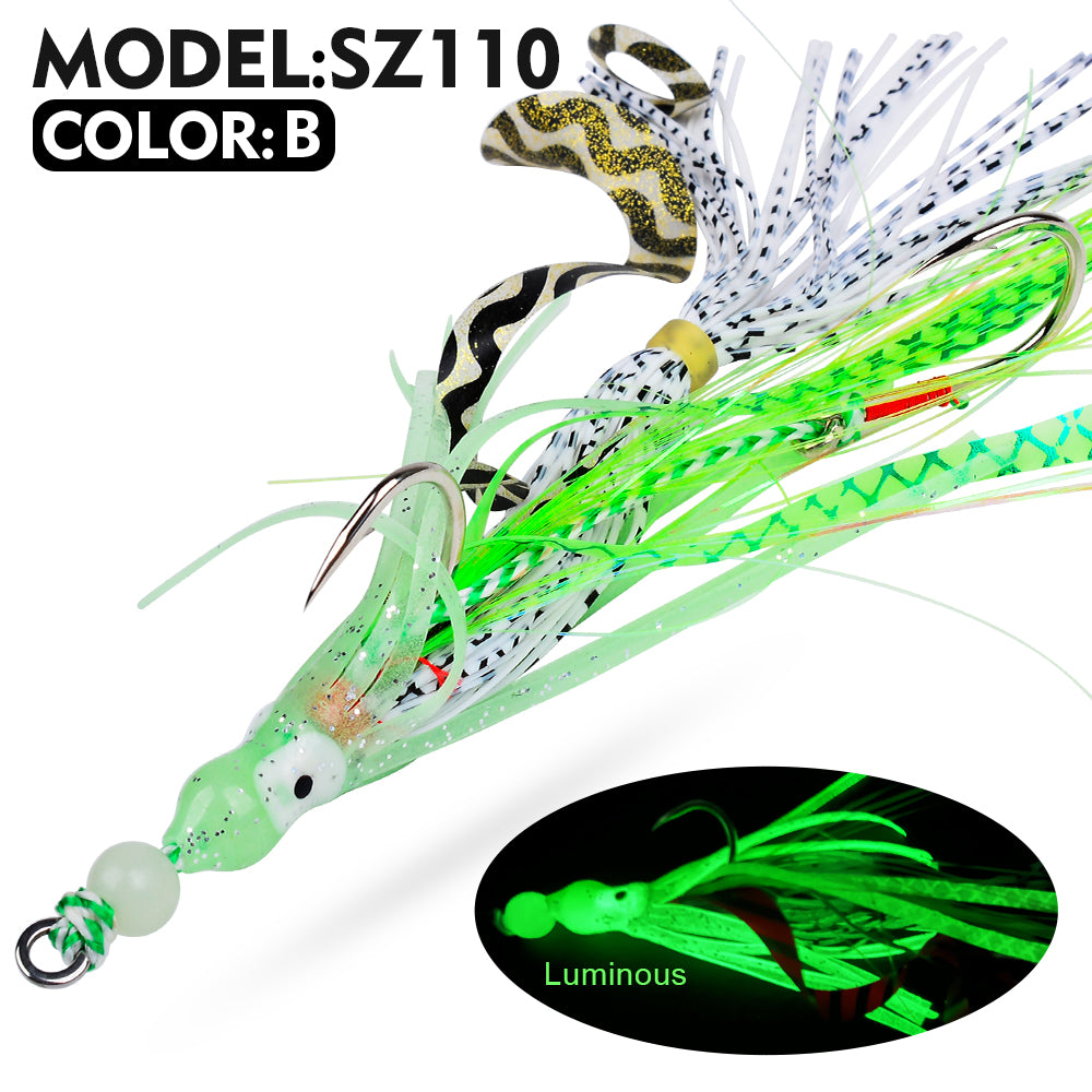 KATYUSHA Squid Skirt Lure, 7g/ 17cm, 15#/18# Hook, 5 Colors Available, Luminous Bead Head, for Saltwater &amp; Freshwater