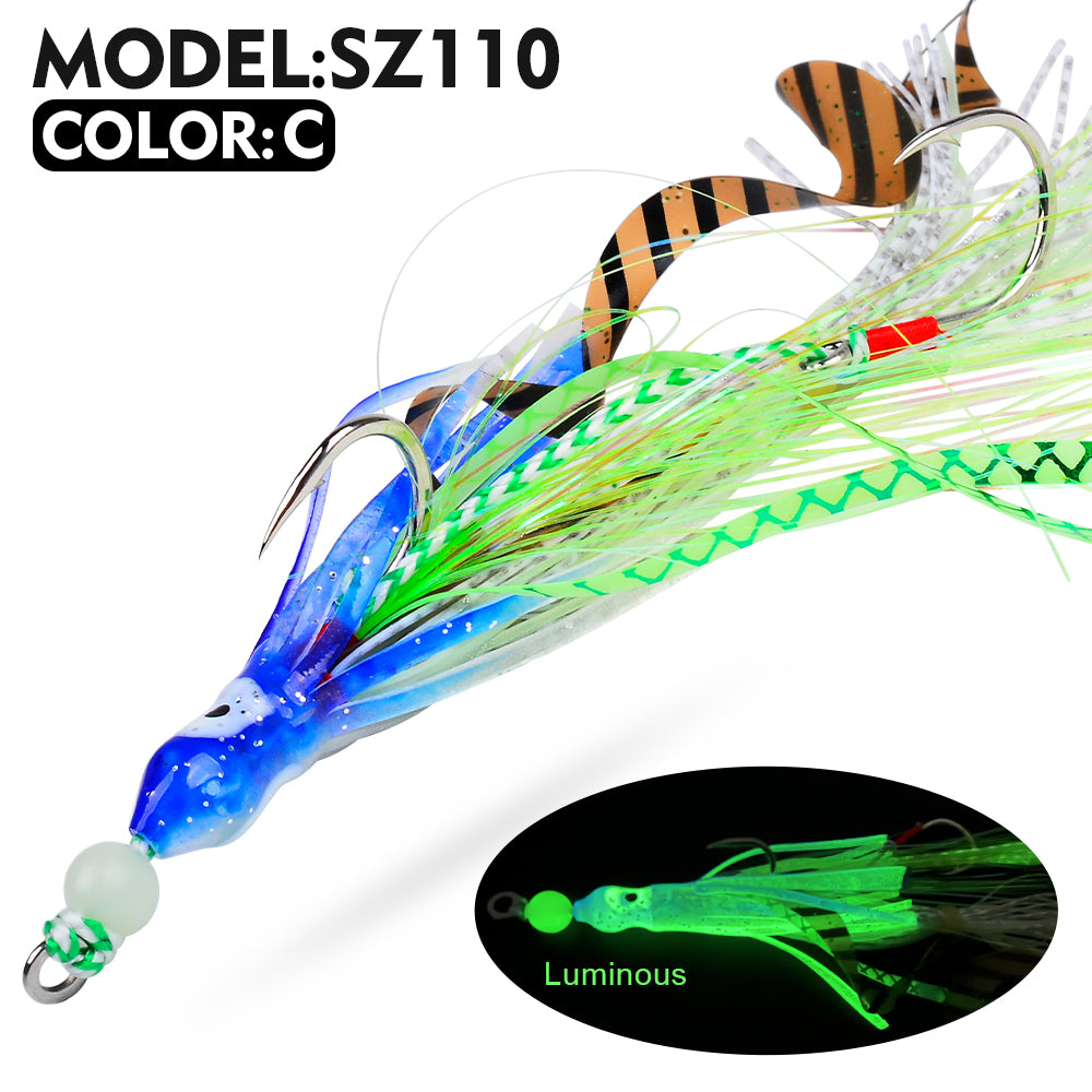 KATYUSHA Squid Skirt Lure, 7g/ 17cm, 15#/18# Hook, 5 Colors Available, Luminous Bead Head, for Saltwater &amp; Freshwater