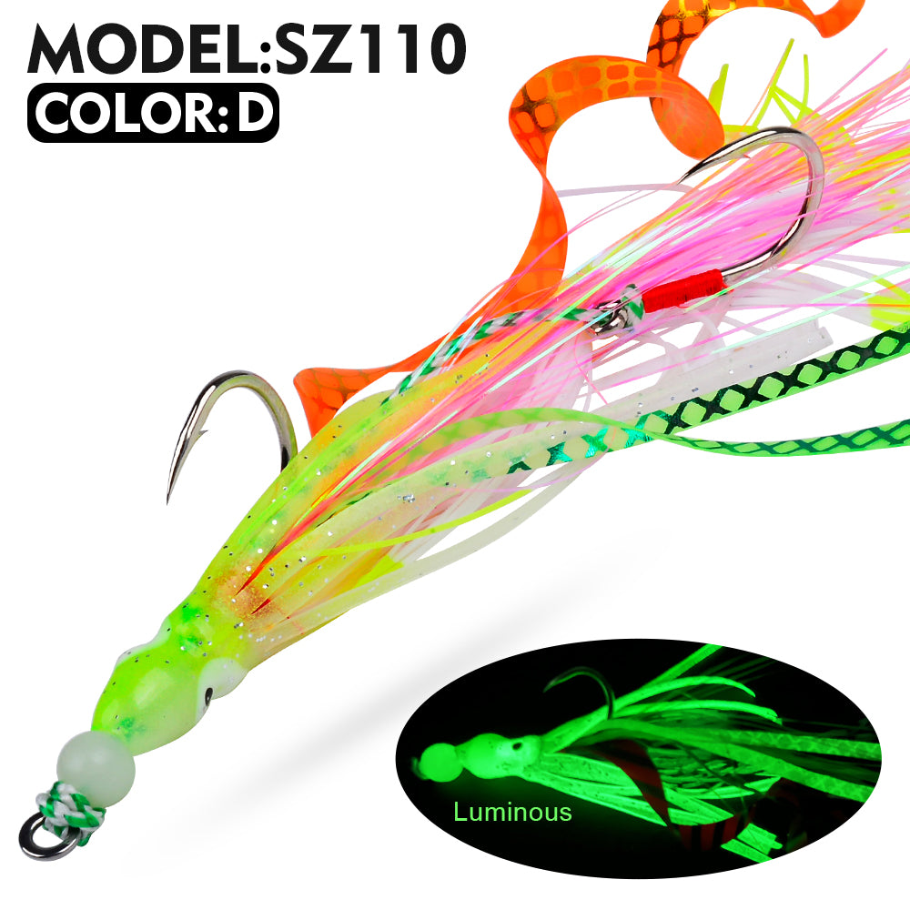 KATYUSHA Squid Skirt Lure, 7g/ 17cm, 15#/18# Hook, 5 Colors Available, Luminous Bead Head, for Saltwater &amp; Freshwater