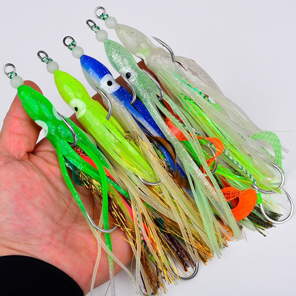 KATYUSHA Squid Skirt Lure, 10.5-18g / 17cm, 1/0#-4/0# Blood Groove Hook, Luminous Tail, for Tuna/Marlin