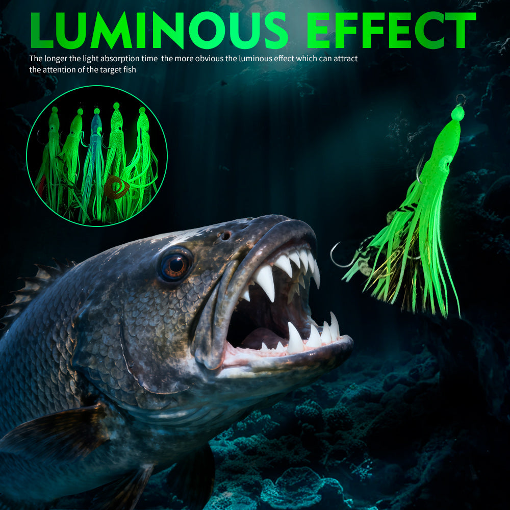 KATYUSHA Squid Skirt Lure, 10.5-18g / 17cm, 1/0#-4/0# Blood Groove Hook, Luminous Tail, for Tuna/Marlin