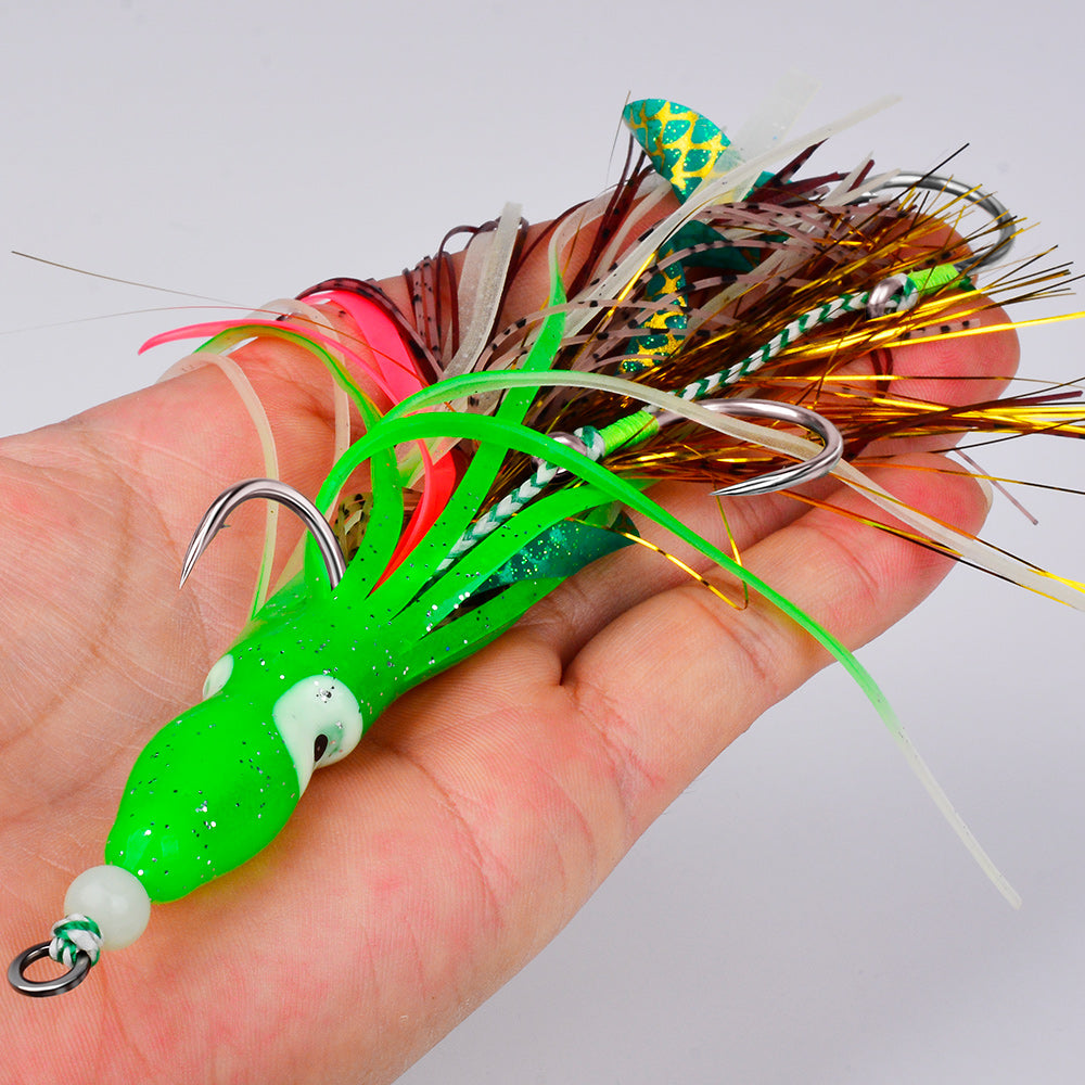 KATYUSHA Squid Skirt Lure, 10.5-18g / 17cm, 1/0#-4/0# Blood Groove Hook, Luminous Tail, for Tuna/Marlin