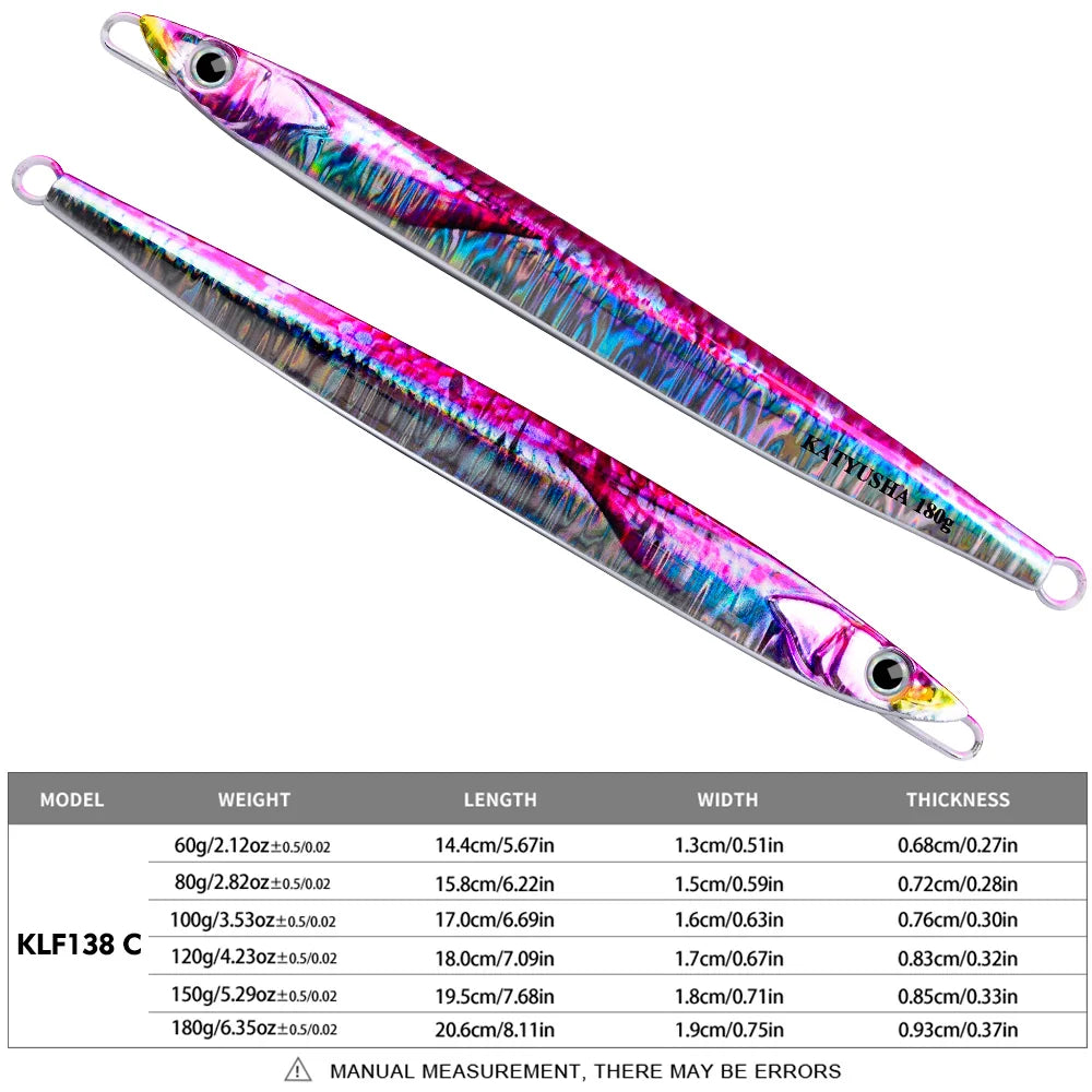 KATUYSHA  60-80-100-120-150-180g Long Throw Metal Lure Seawater Jigging Lure Boat Fishing Bait Glowing Sea Fishing Lure