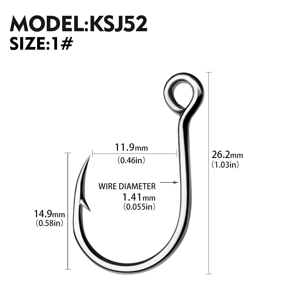 KATUYSHA Wholesale Jig Fishing Hooks - High Carbon Steel Barbed with Quick-Release Bait Clip