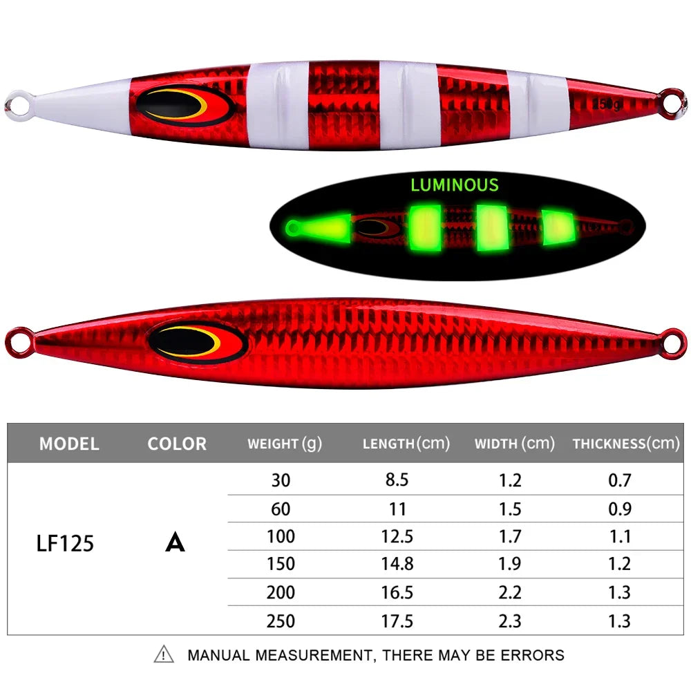 KATUYSHA 1PCS Slow Cast Jigging Bait 30-60-100-150-200-250g Metal Jigs Fishing Lures Artificial Hard Wobbler Bass Fishing Tackle